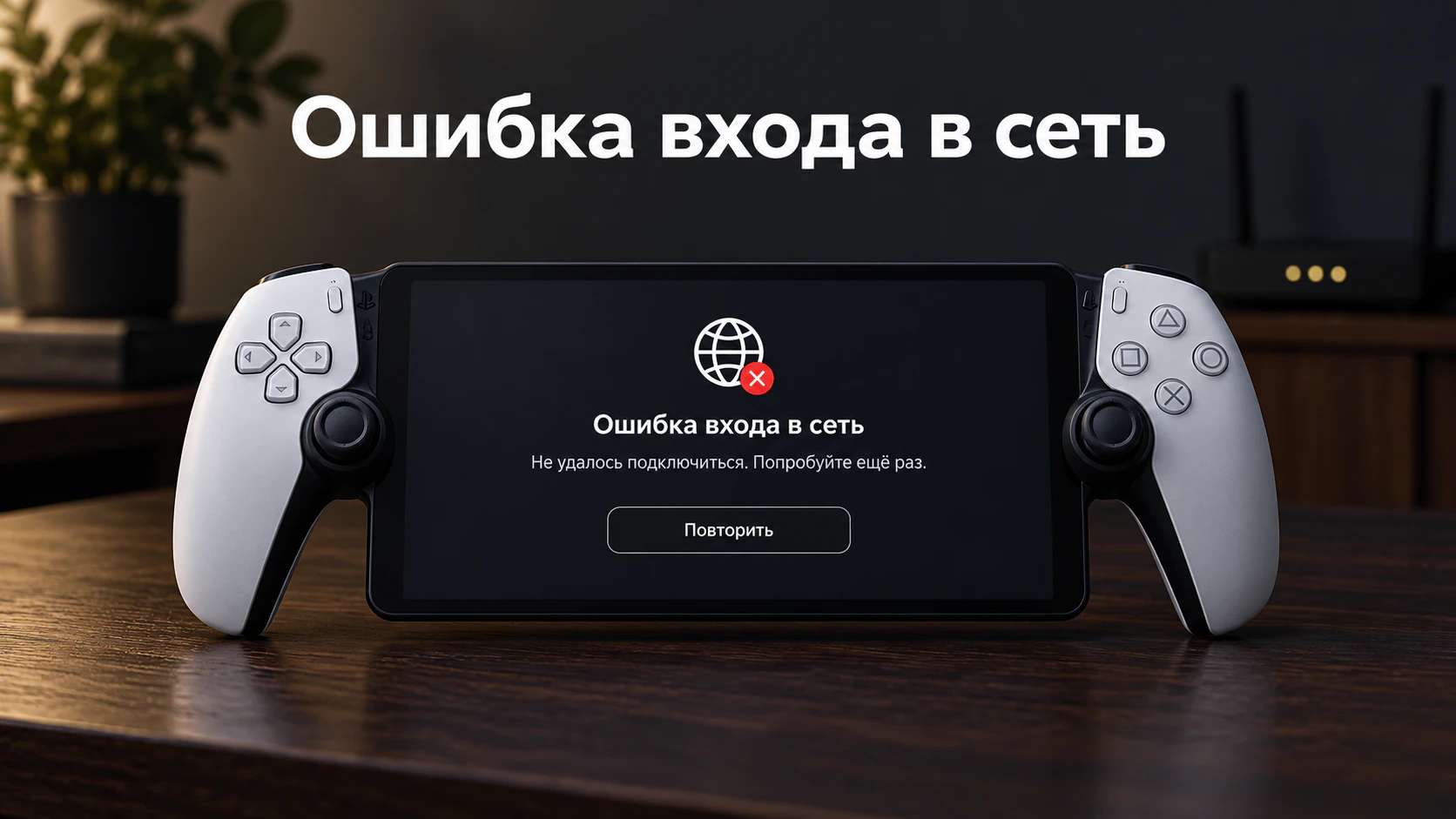 Ошибка входа в сеть на портативном устройстве